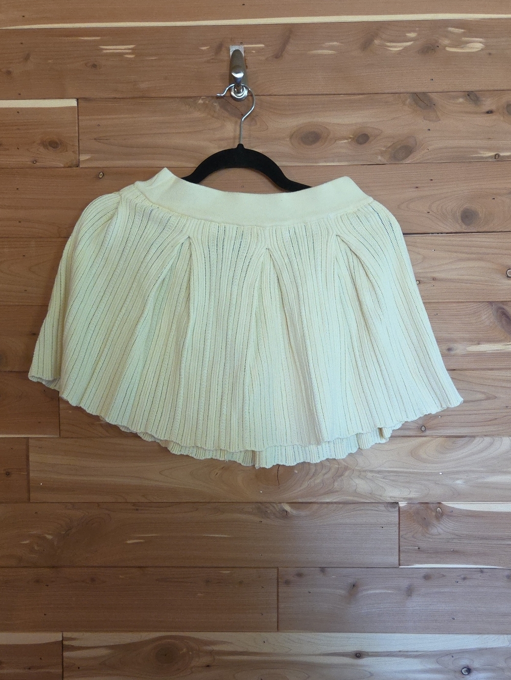 Hippie Rose Pale Cream Ribbed Flared Skater Skirt